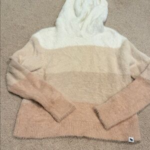 Abercrombie kids Color Block Fuzzy hooded Sweater sz 7/8 like new
